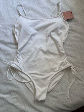 Target White One-Piece Swimsuit with Side Ties NWT